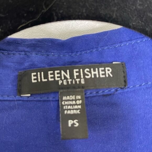 EILEEN Fisher Button Front Linen Shirt Dress Royal Blue PS - Picture 3 of 6